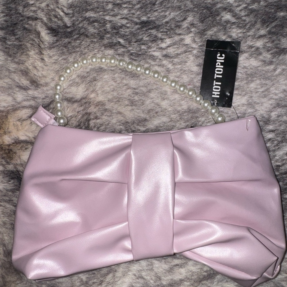 Hot Topic Light Pink Clutch with Pearl Handle
